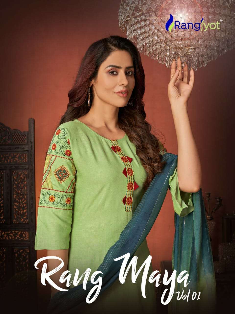 rangjyot rang maya vol 1 series 101-108 Rayon Slub with embroidery work suit