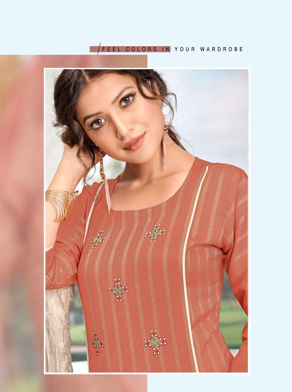 rijiya trends guzaarish series 1001-1005 rayon kurti with bottom 