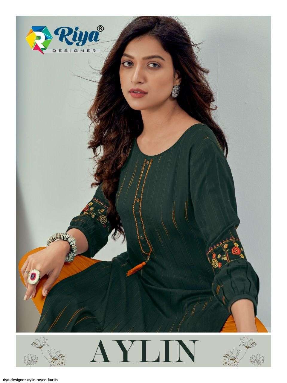 riya designer aylin series 1101-1105 pure rayon kurti 
