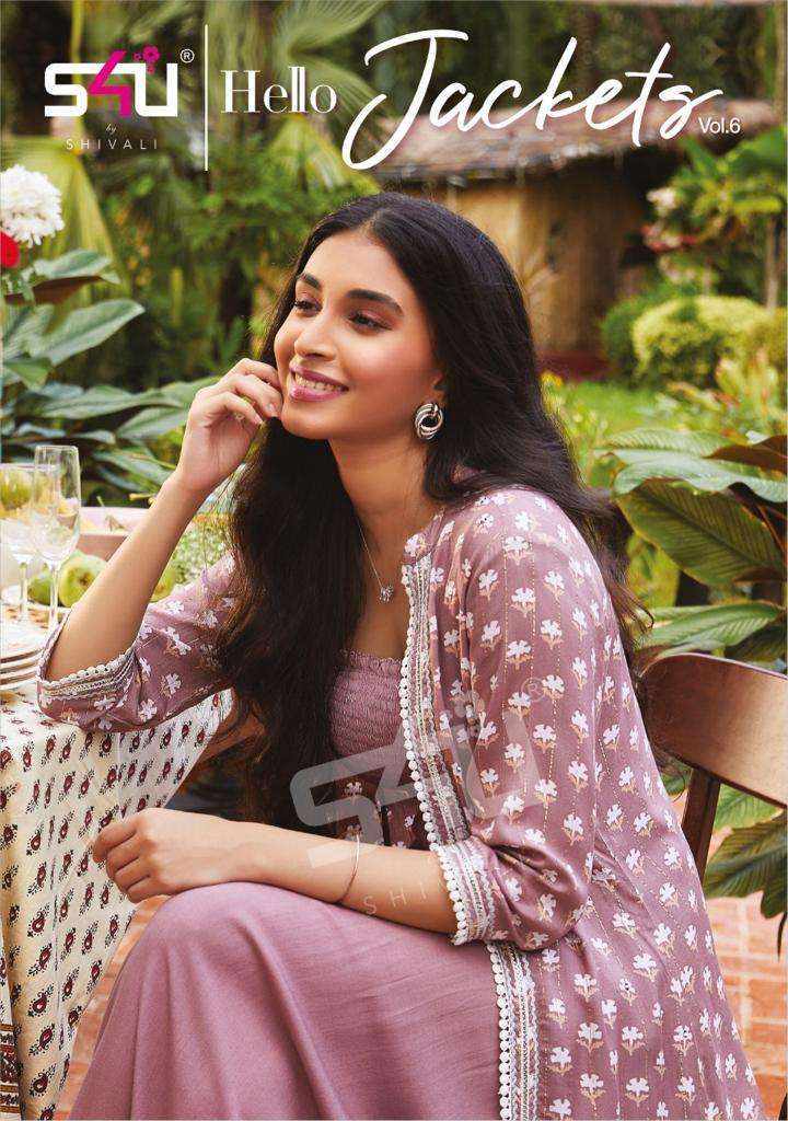 s4u hello jackets vol 6 series 601-606 Modal chiffon jackets kurti