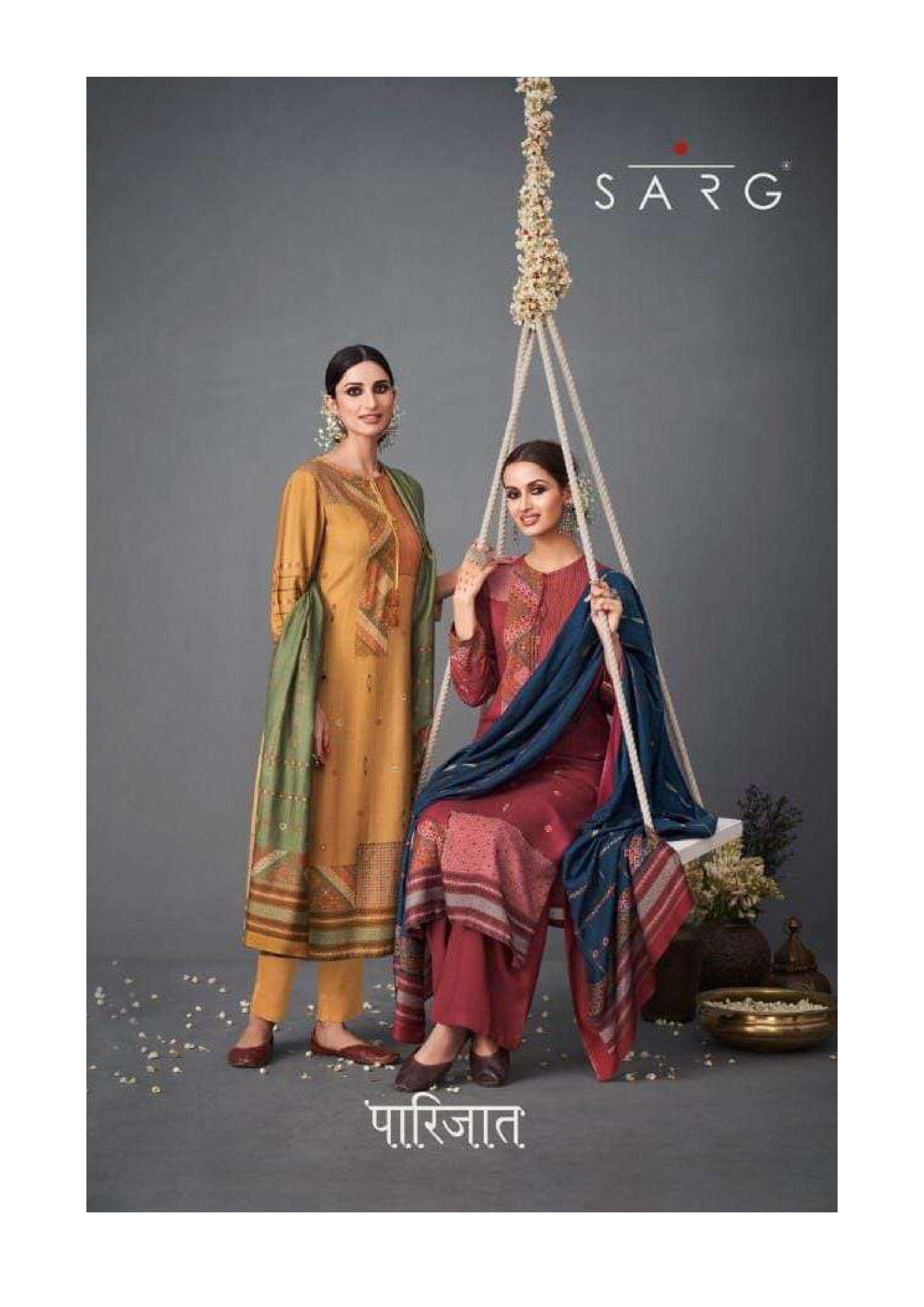 sarg parijat staple twill digital print with handwork suit
