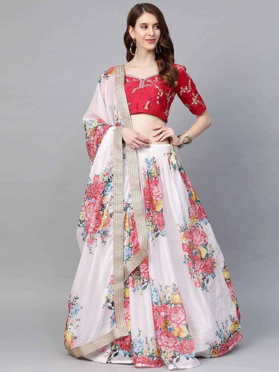 shee star floral premium pure bt organza lehenga 