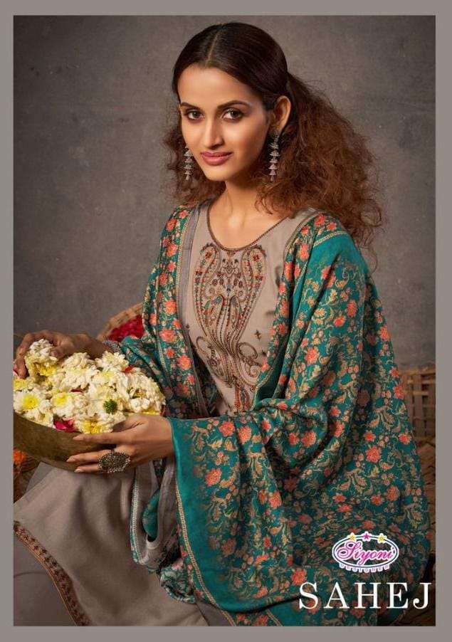 siyoni sahej series 15001-15006 pure staple pashmina suit 