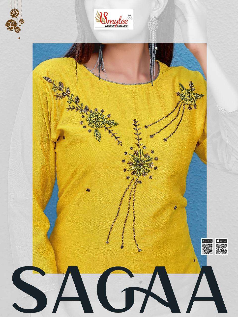 smylee sagaa series 1001-1008 heavy chanderi silk kurti