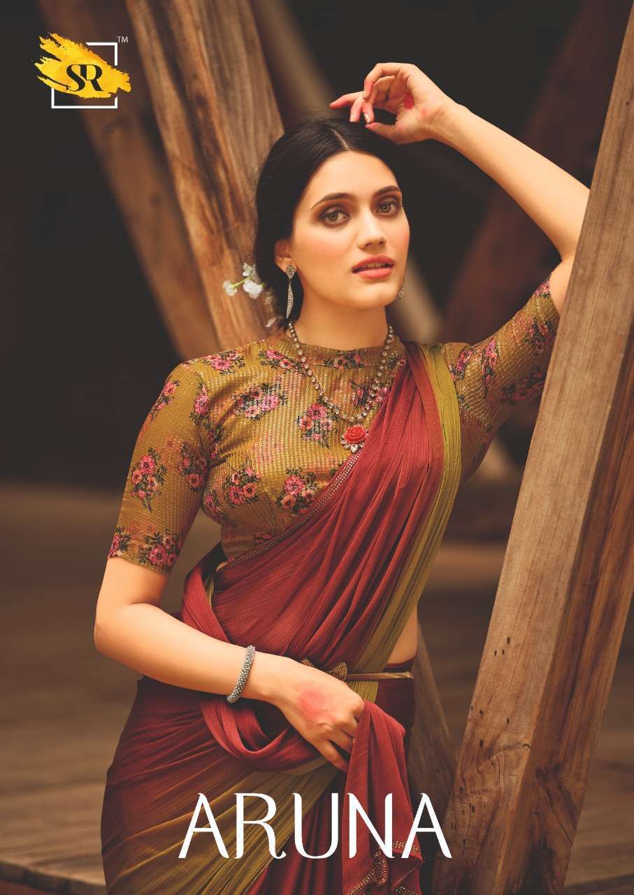 sr aruna series 01-10 3d velvet chiffon saree