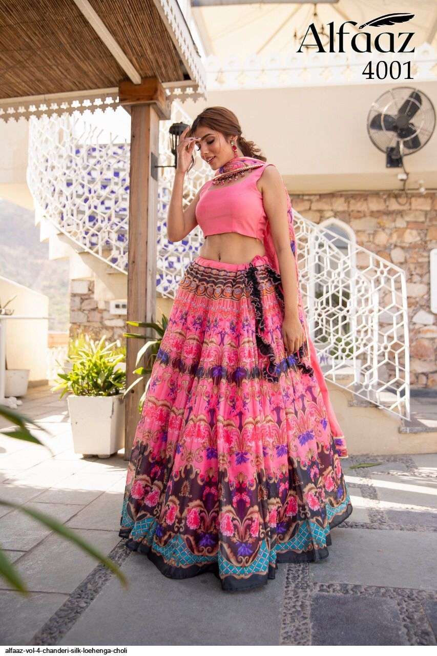 stylishta alfaaz vol 4 series 4001-4004 chanderi silk lehenga