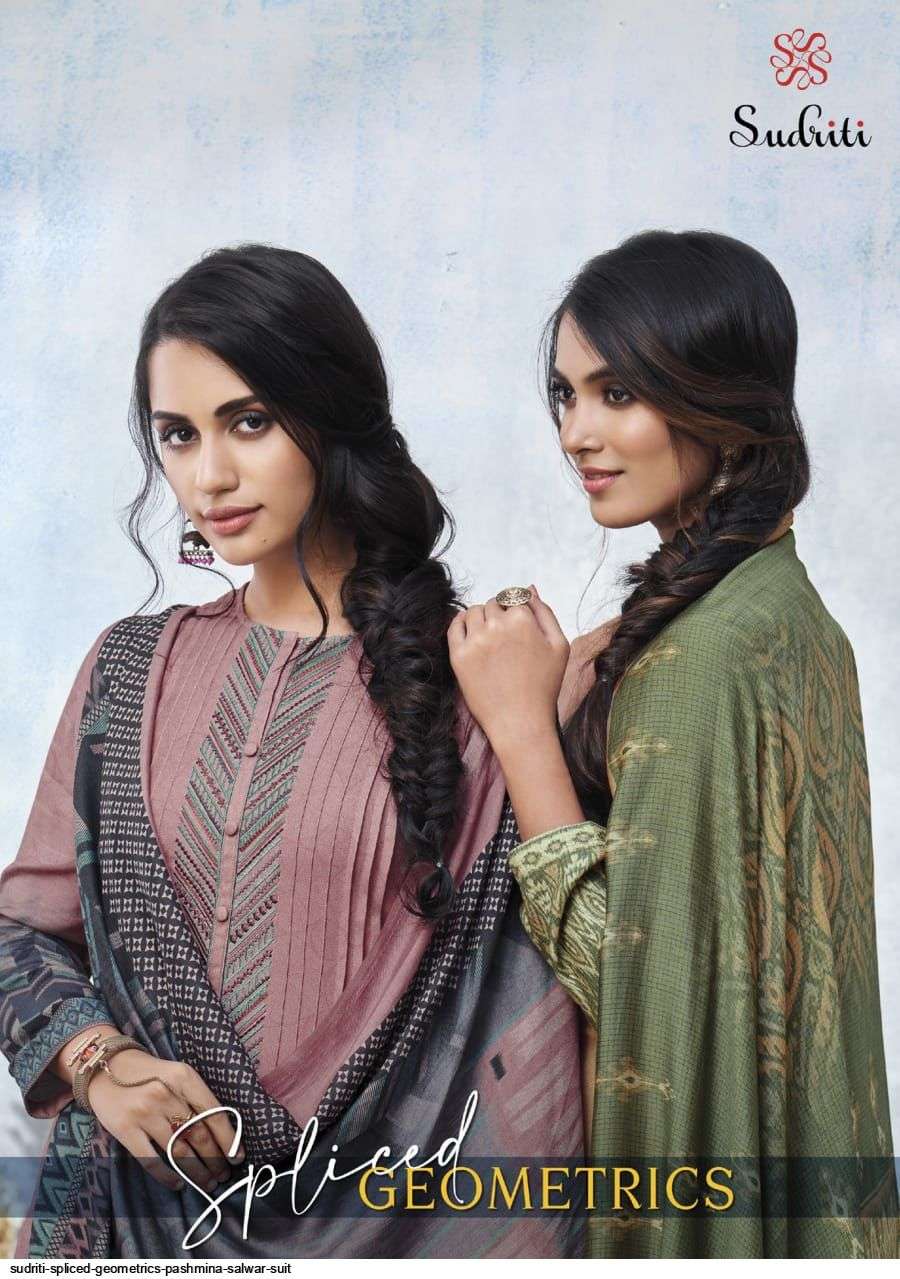 sudriti spliced geometrics pashmina twill digital print suits