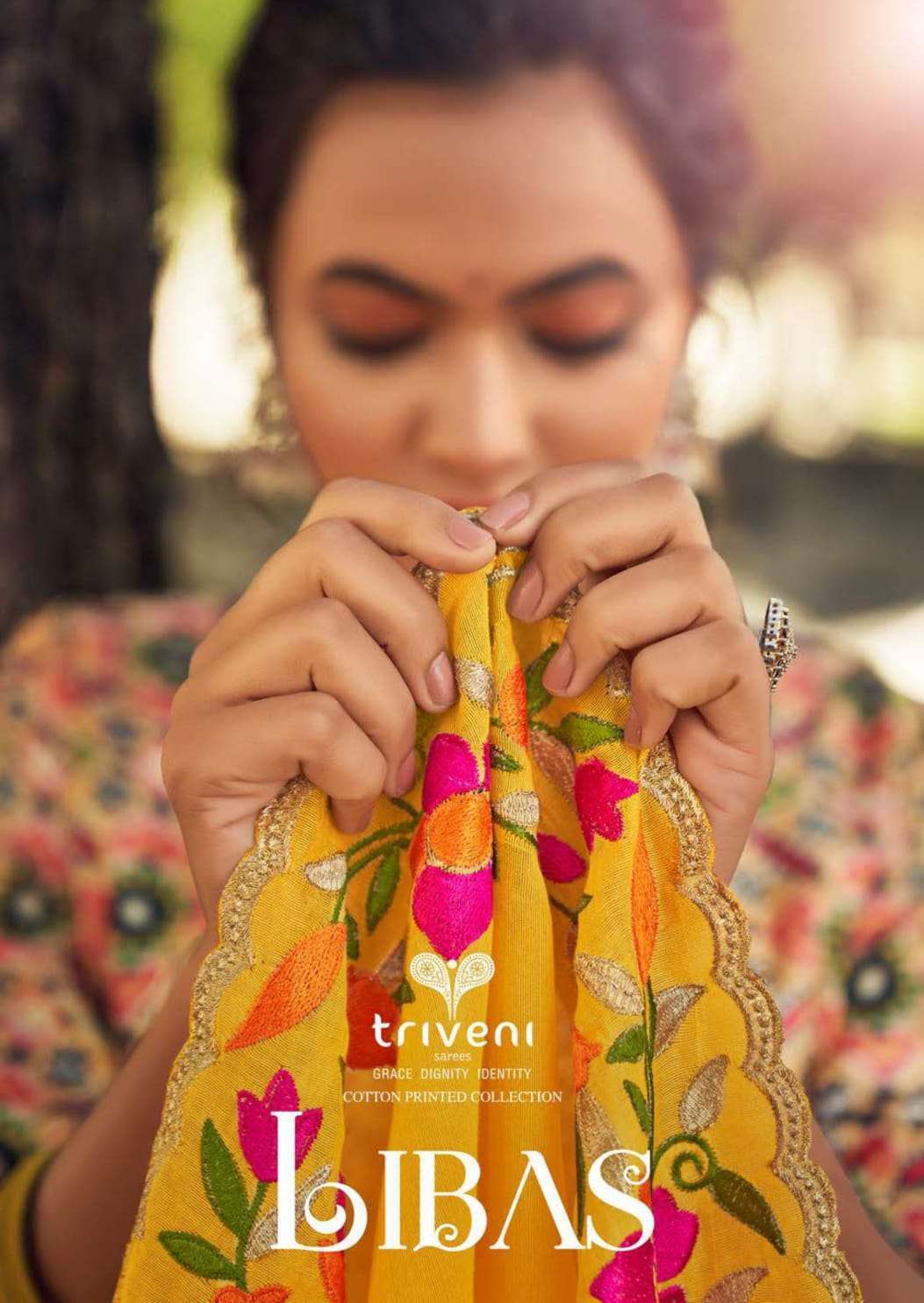Triveni Libas series 30185-30188 organza embroidered saree