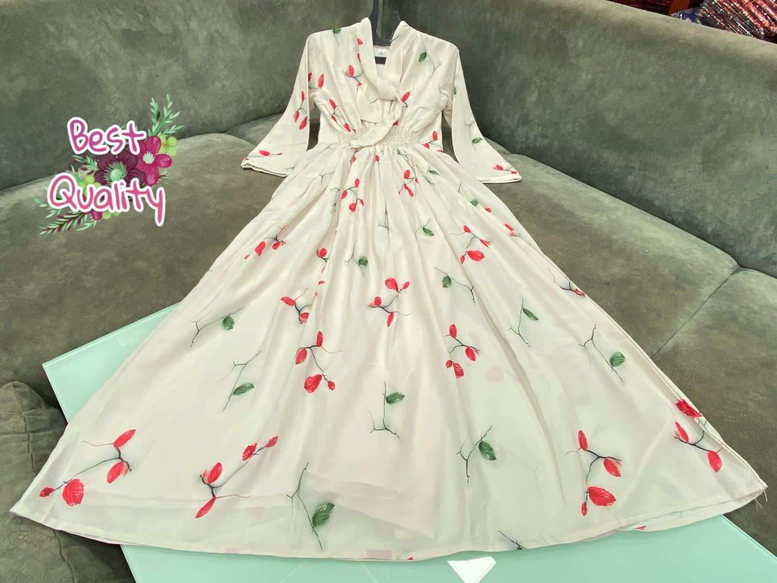X-LADY WHITE DESIGNER FAUX GEORGETTE GOWN 
