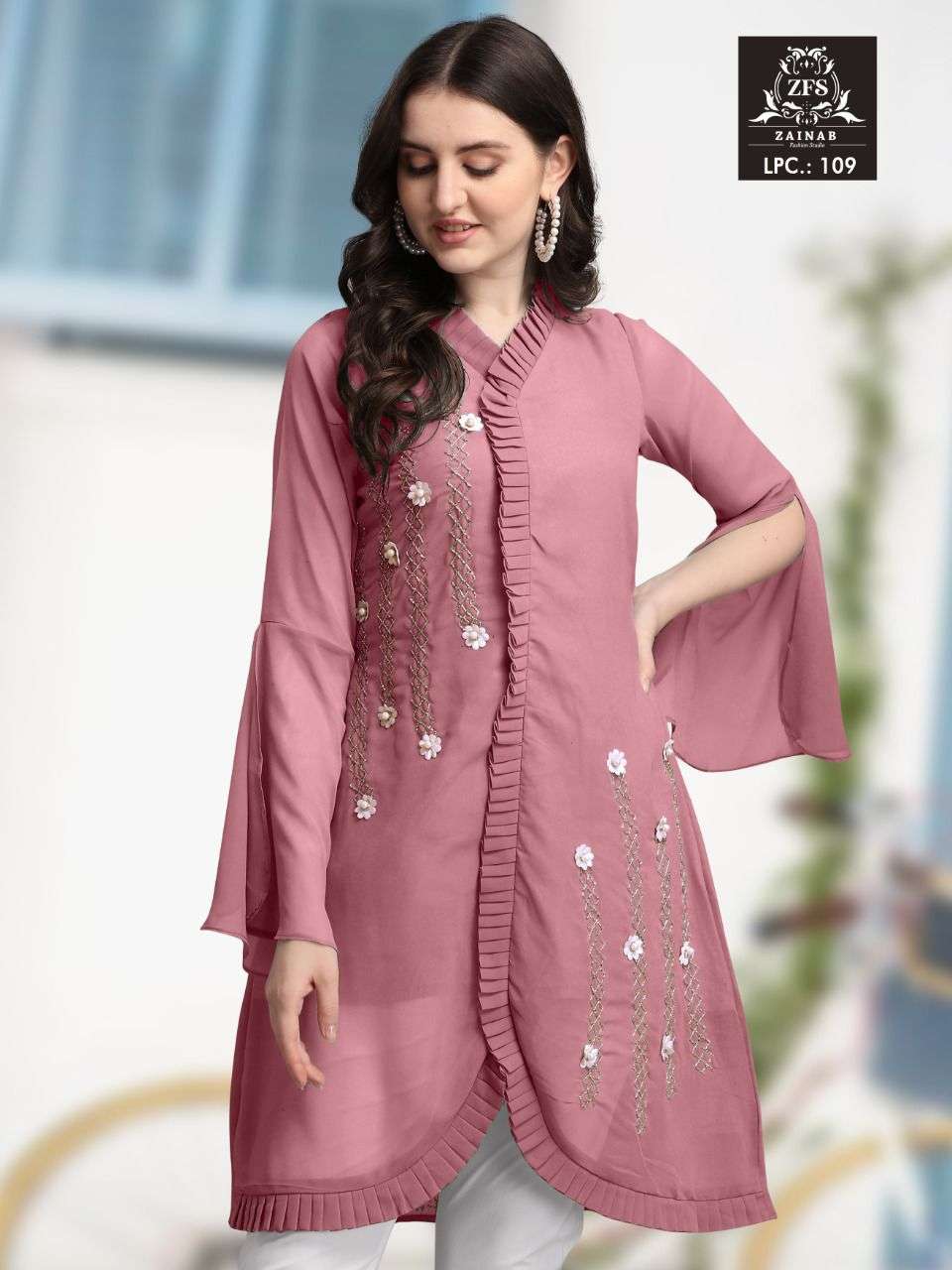 zainab fashion studio lpc 109 Pure Georgette tunic With Designer Cigarette pant 