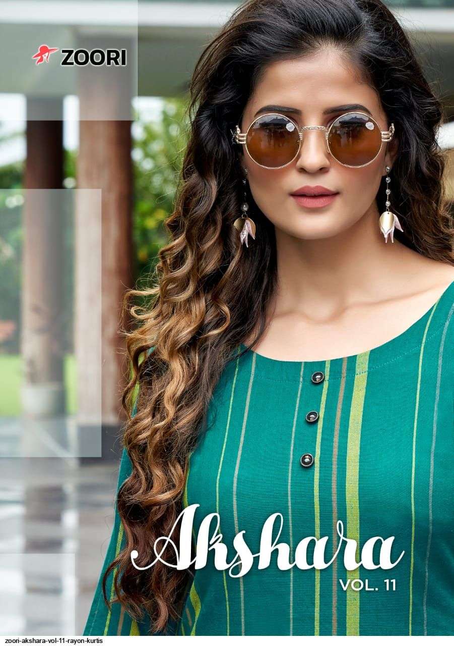 Zoori akshara vol 11 series 1061-1068 rayon print kurti 