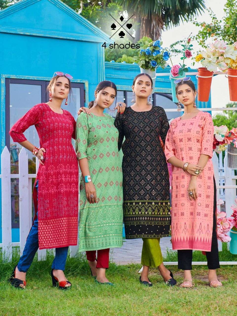 4 shades simple dimple series 101-108 rayon slub handwork kurti