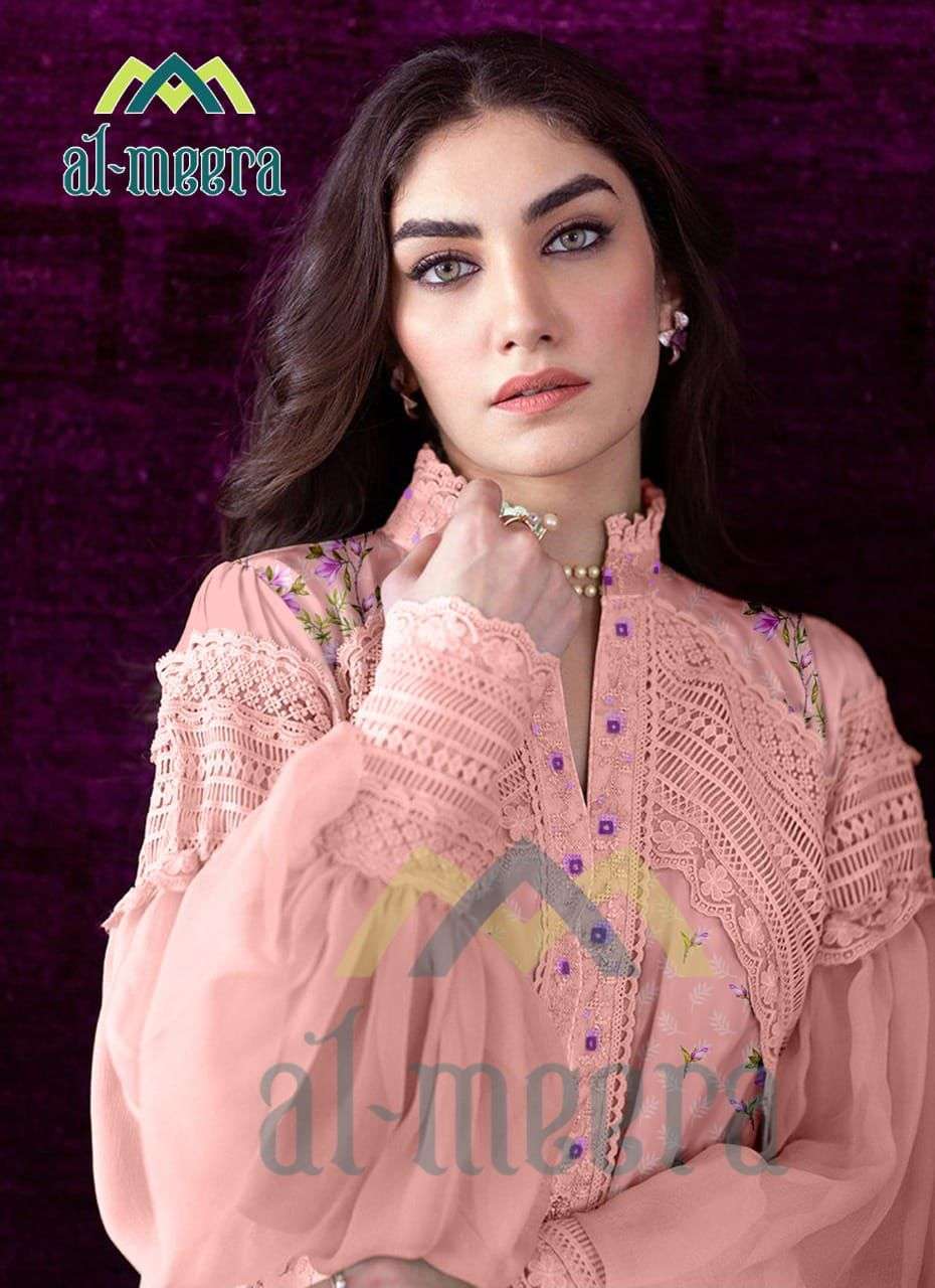 al meera 1130 muslin tunic with delicate pastel flowers
