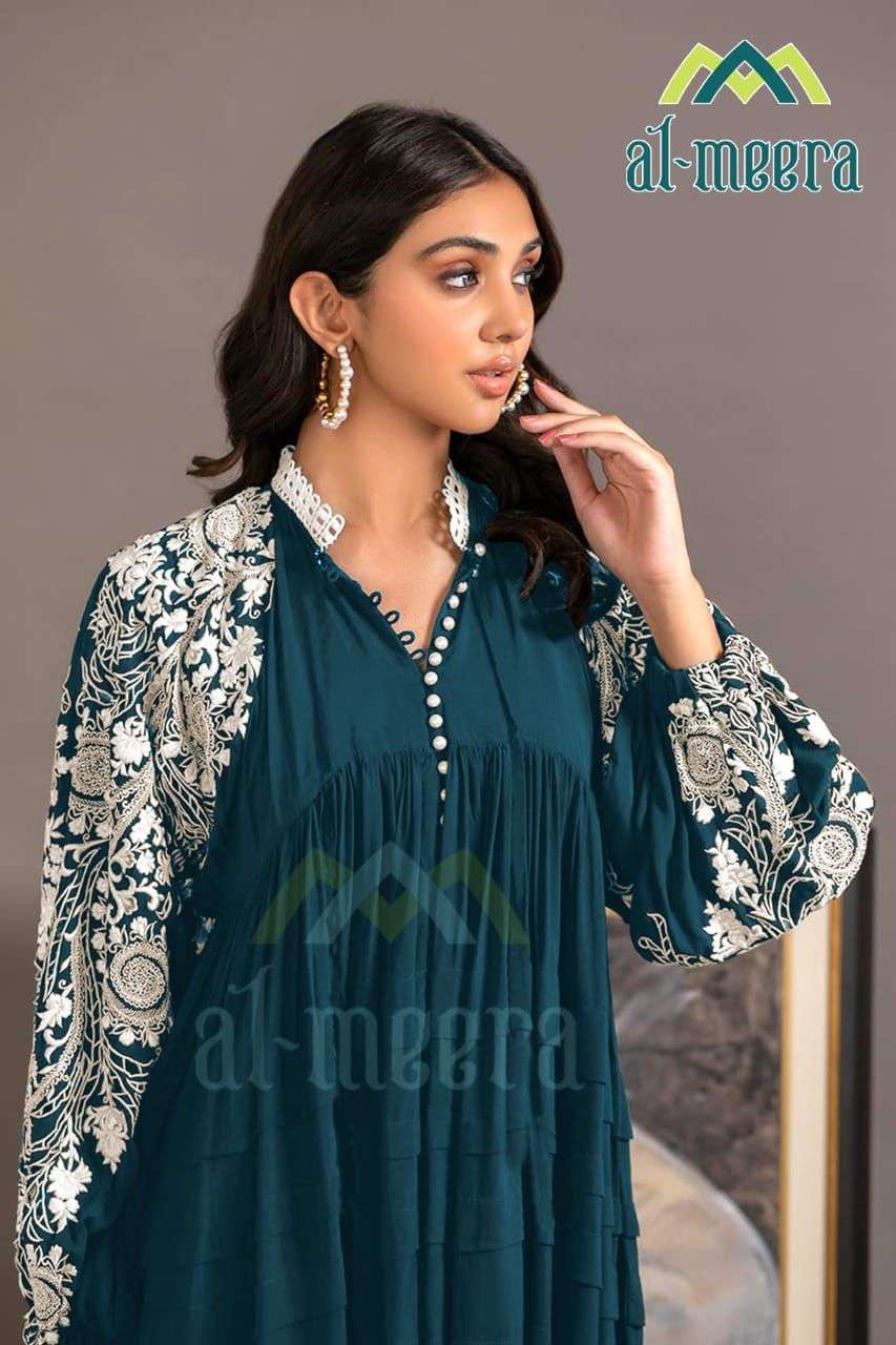 al meera 1134 rayon tunic with oversized balloon sleeves