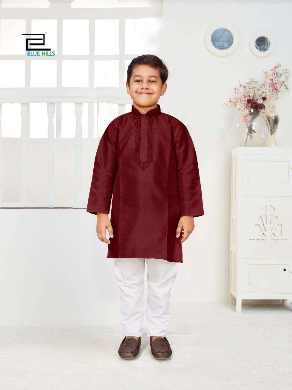 BLUE HILLS PRINCE DESIGNER DHUPIAN SILK KURTA WITH PAJAMA