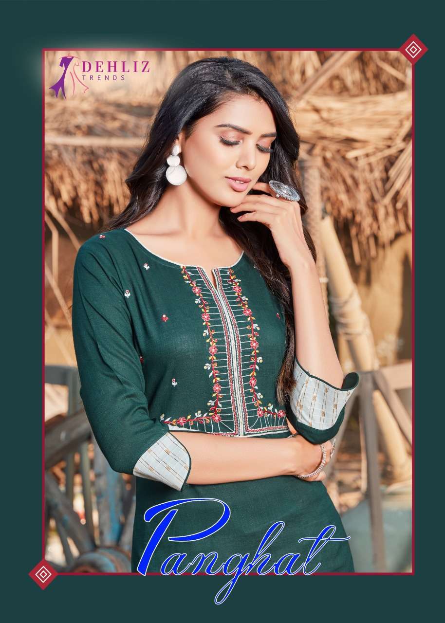dehliz trends panghat series 1001-1006 heavy rayon kurti 