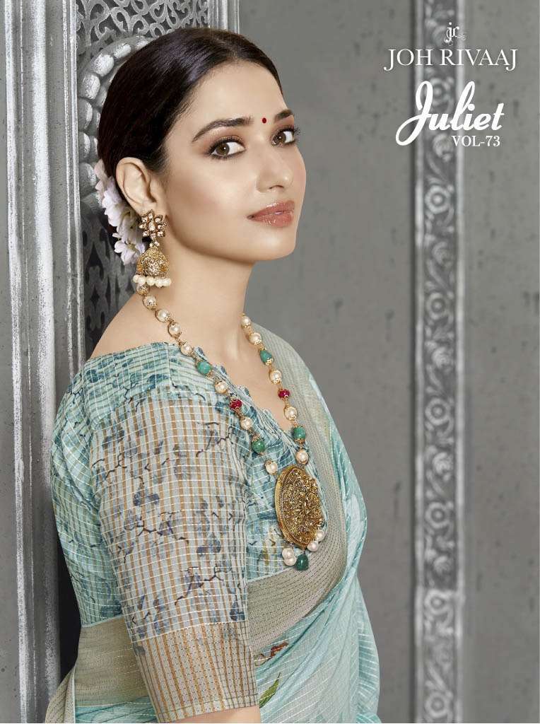 joh rivaaz juliet vol 73 series 7301-7309 linen saree
