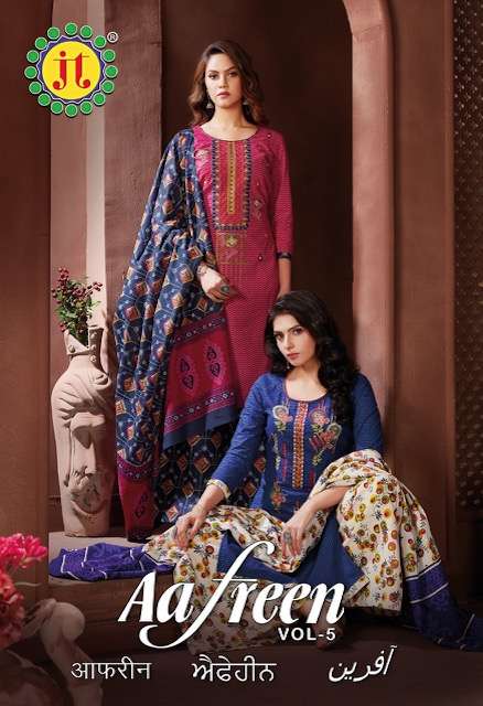 JT Aafreen Vol 5 series 3001-3008 Pure Cotton With Premium Work suit