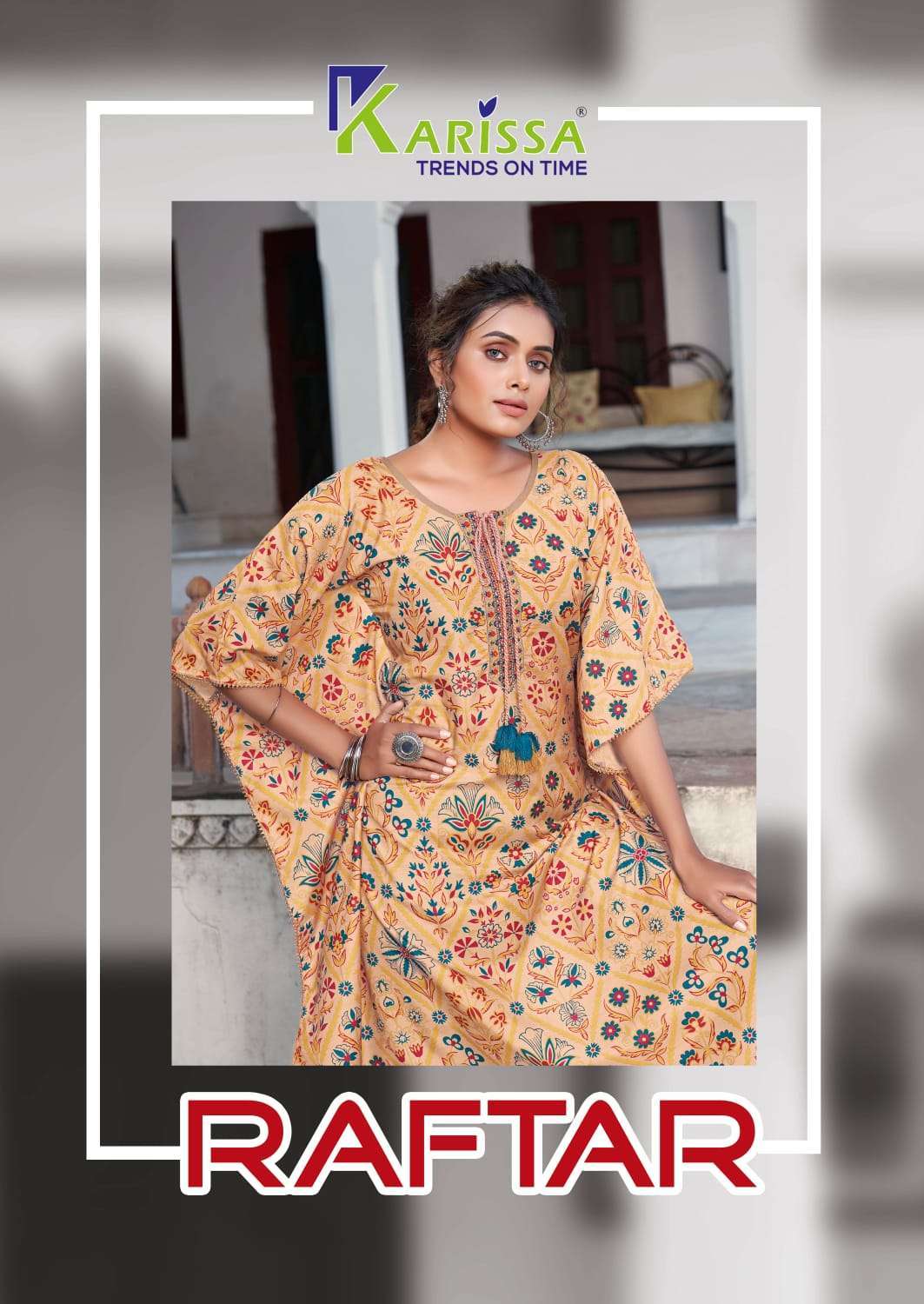 karissa raftar series 3001-3006 Premium muslin digital print kaftan