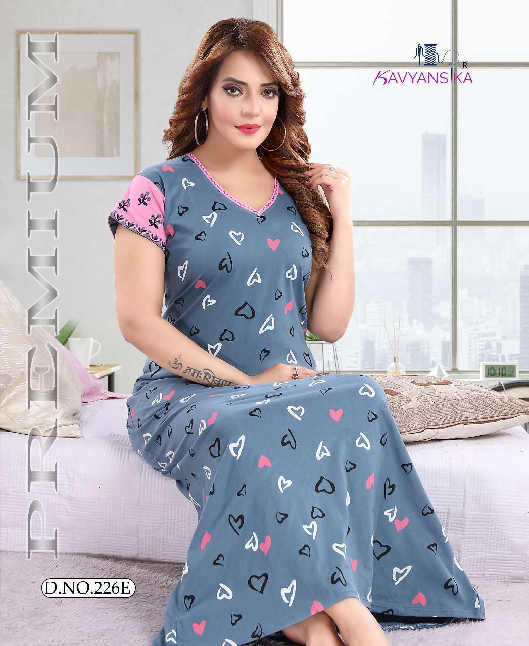 kavyansika vol 226 Embroidery Cotton Hosiery Women Long Nighty