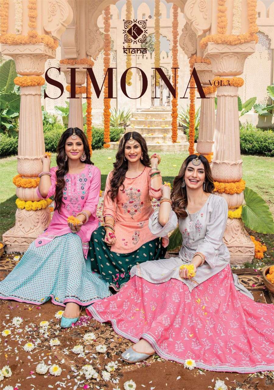 kiana simona vol 3 series 301-308 viscos Lurex kurti with skirt