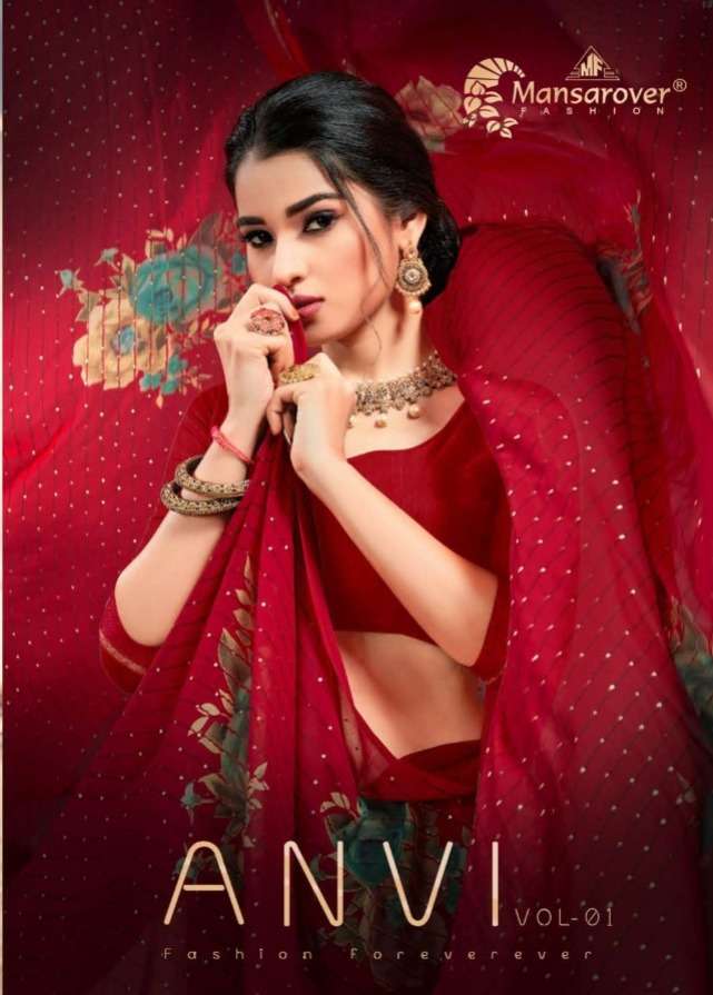mansarover fashion anvi series 1001-1008 pure weightless saree