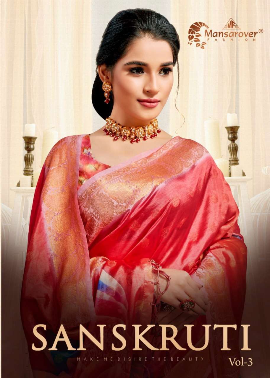 mansarover fashion sanskruti vol 3 series 3001-3008 pure nylon silk saree