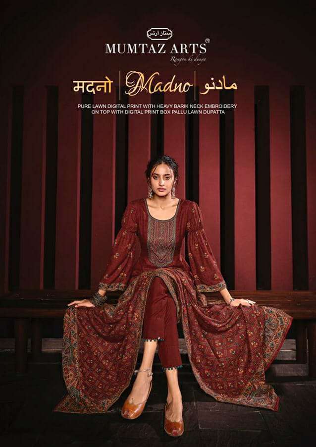 mumtaz arts madno series 3001-3008 pure lawn cotton print suit