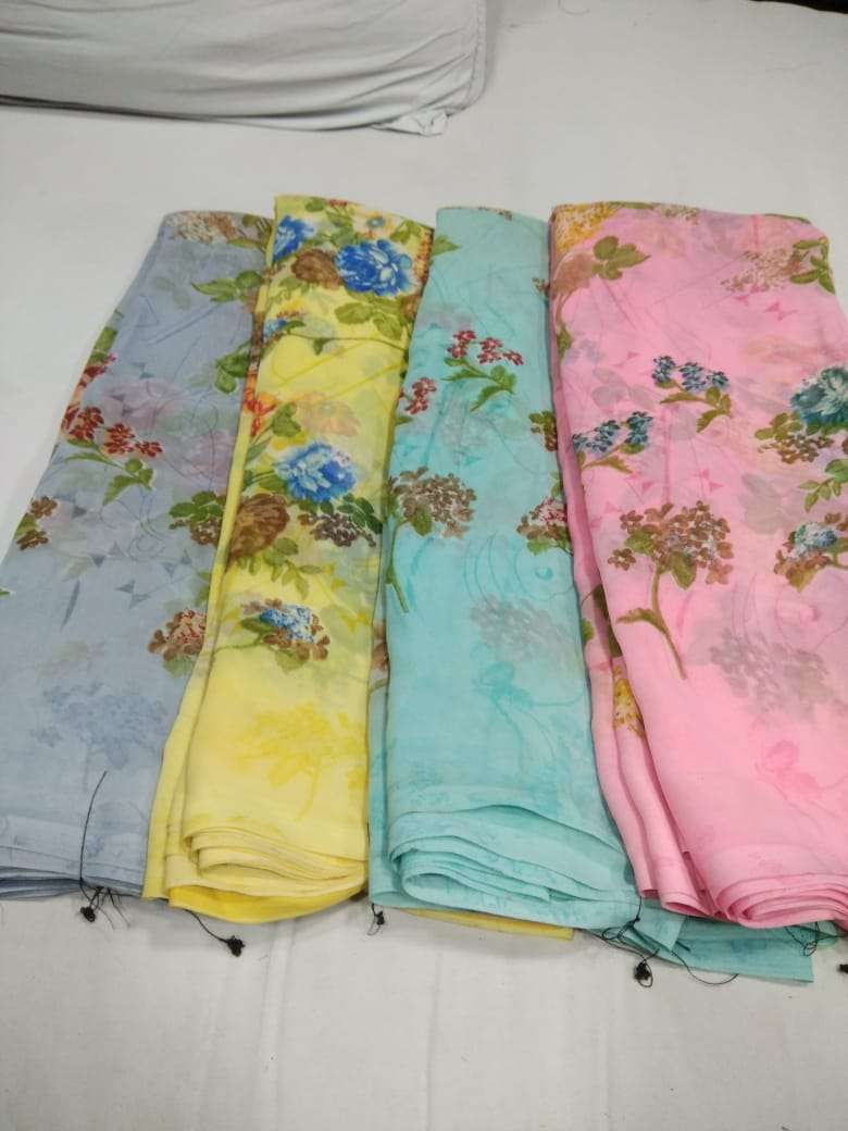 narmada 60 gram georgette printed saree soft printed poonam saree