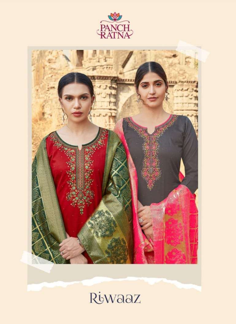 panch ratna riwaaz series 11171-11175  Cottan Satin Work suit