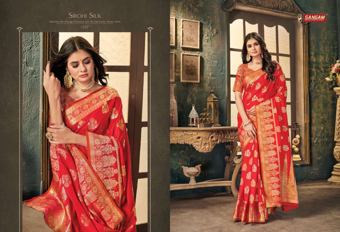 sangam prints sirohi silk series 1237-1242 silk rich pallu saree