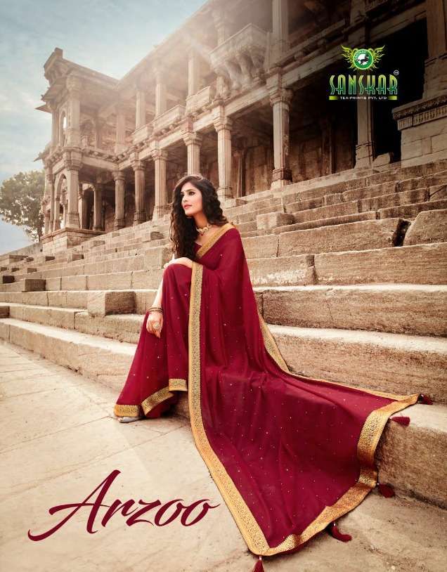 sanskar print arzoo series 11001-11008 Georgette value addition work saree