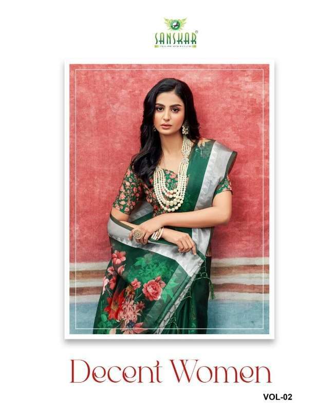 sanskar tex print decent women vol 2 series 83013-83024 slub organza saree