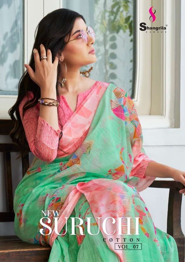 shangrila suruchi cotton vol 7 series 5921-5932 linen cotton saree