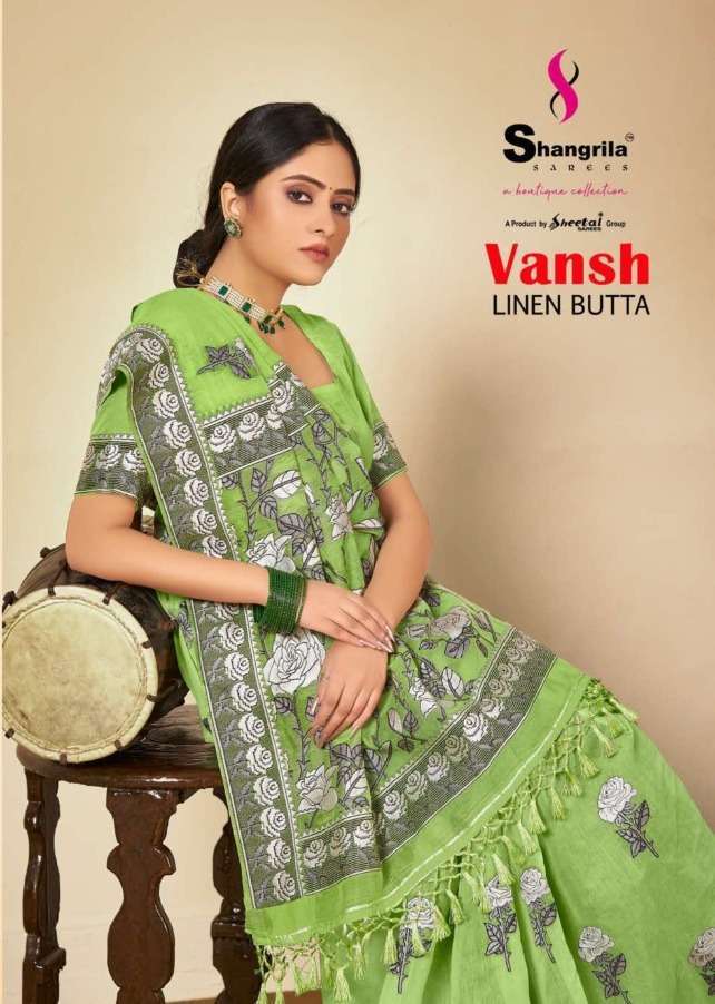 shangrila vansh linen butta Pure Zari Weaving Heavy Silk Rich Pallu Saree