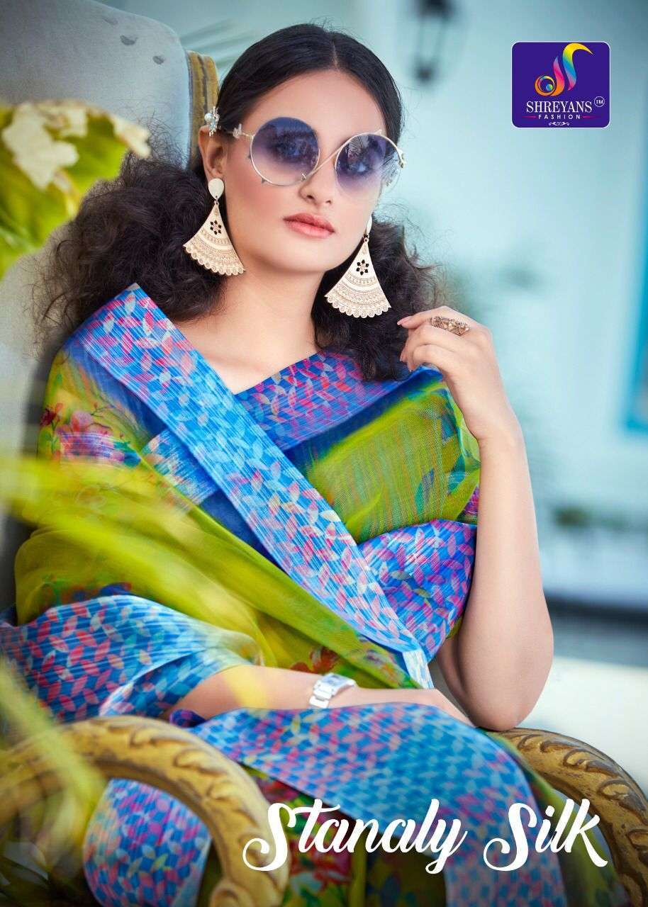 Shreyans fashion stanaly silk series 01-12 black organza silk saree