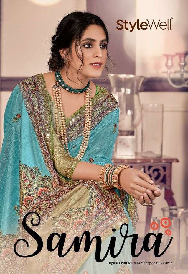 stylewell samira series 661-667 silk digital print saree