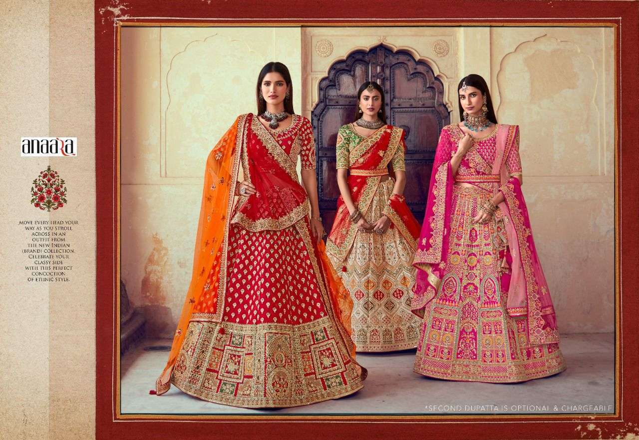 tathastu anaara series 101-109 bridal embroidery lehenga