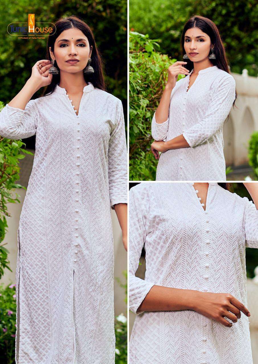 tunic house lucknowi-1 viscose self rayon kurti 