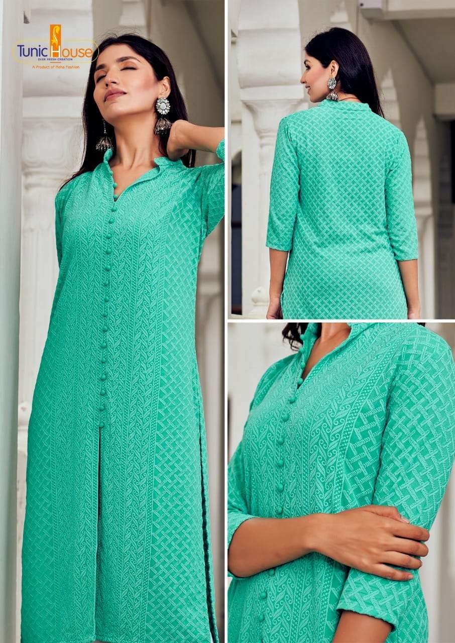tunic house lucknowi-5 viscose self rayon kurti 