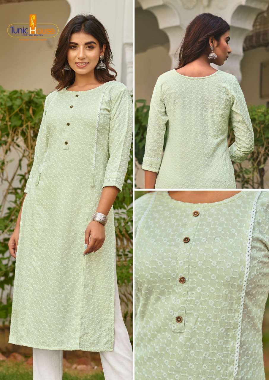 tunic house super star viscose self blended pattern rayon kurti 