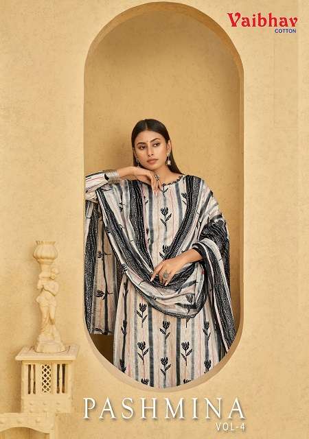 vaibhav cotton pashmina vol-4 series 4001-4010 cotton printed suit 