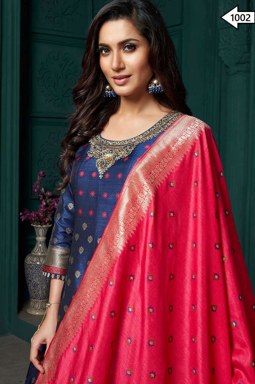 virasat rudraksh series 1001-1002 tussar silk suit