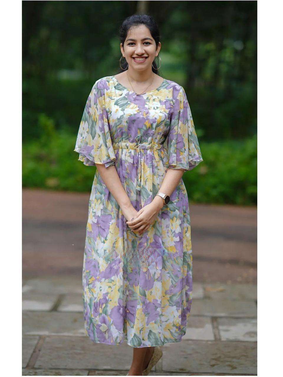 X-LADY PRINT MAXI DESIGNER GEORGETTE MAXI DRESS 