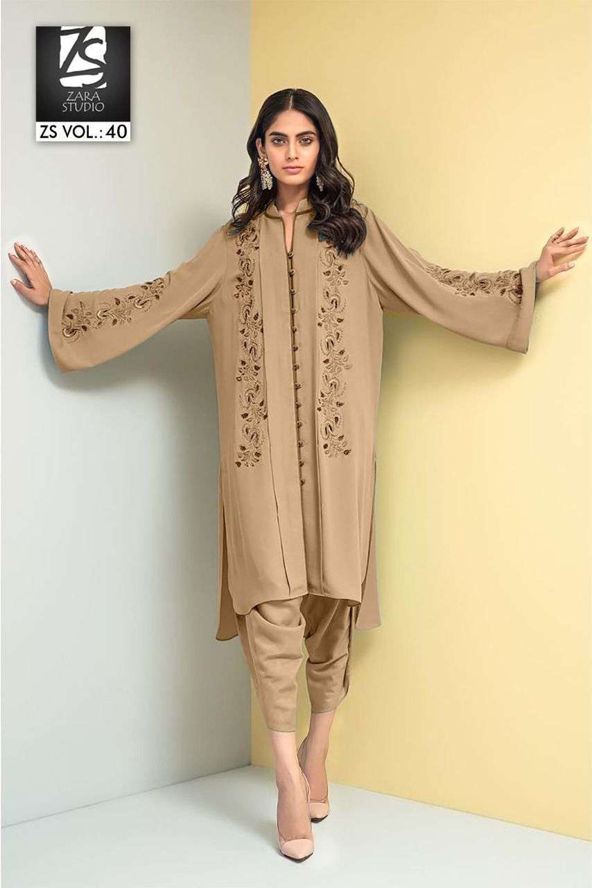 zara studio zs vol 40 Pure Georgette Tunic With Classic  Embroidery
