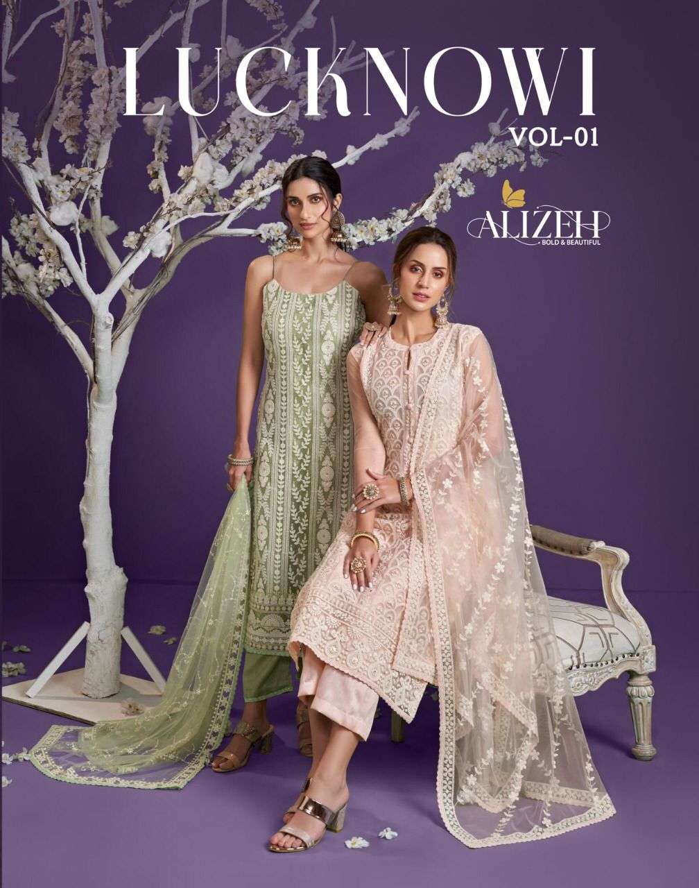 ALIZEH OFFICIAL LUCKNOWI VOL-1 DESIGNER NET SUIT 