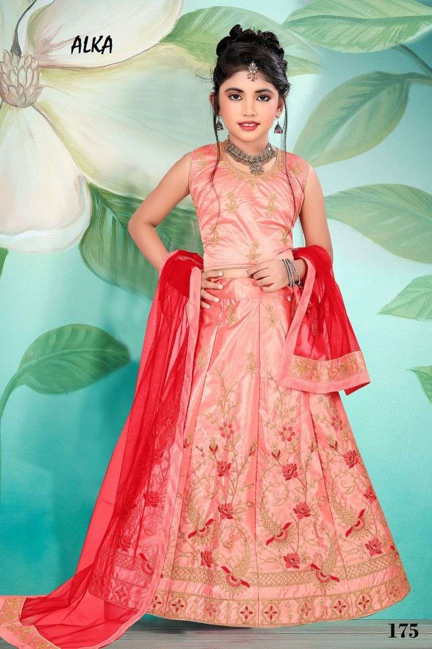 alka series 175-178 silk readymade kids lehenga wholesaler