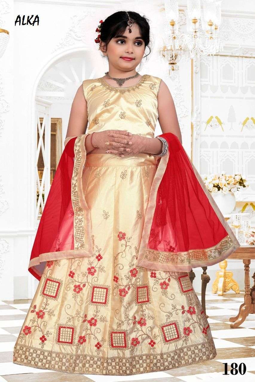 alka series 179-182 silk embroidery lehenga 