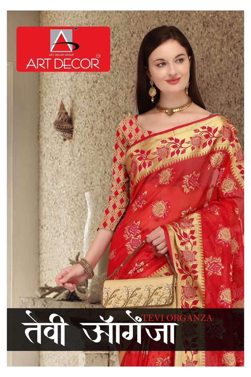 Art decor tevi organza series 637 organza printed saree