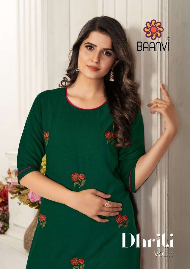 baanvi dhriti vol 1 series 101-108 rayon slub kurti 